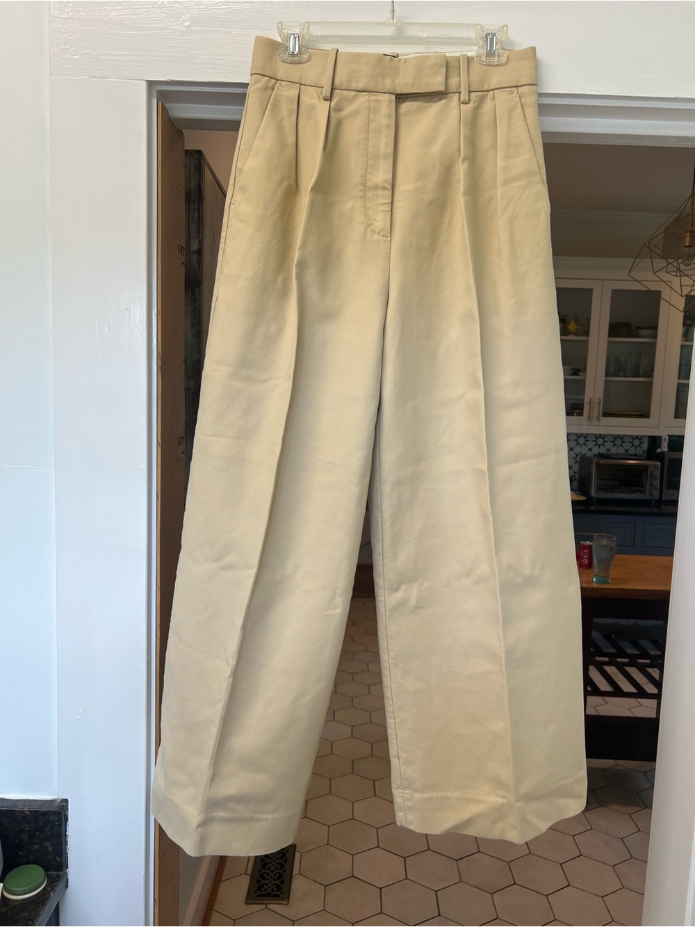 Banana Republic Beige High-Waist Wide-Leg Trousers